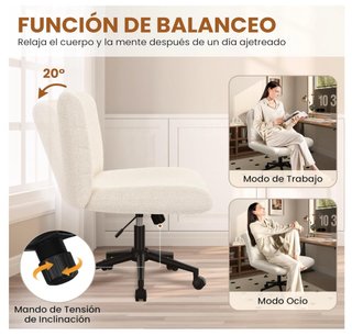 Silla ancha de oficina blanca giratoria