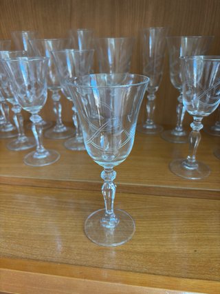 47 Copas Vintage Cristal Grabado Floral