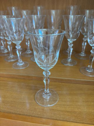 47 Copas Vintage Cristal Grabado Floral