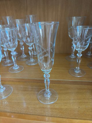 47 Copas Vintage Cristal Grabado Floral