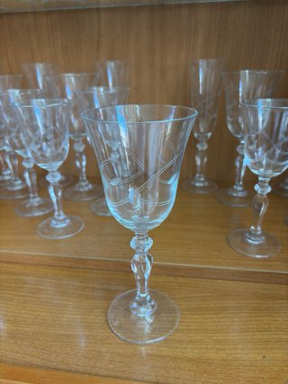 47 Copas Vintage Cristal Grabado Floral