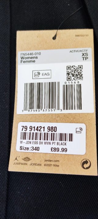 Pantalón de Chándal Jordan Negro Talla XS Nuevo