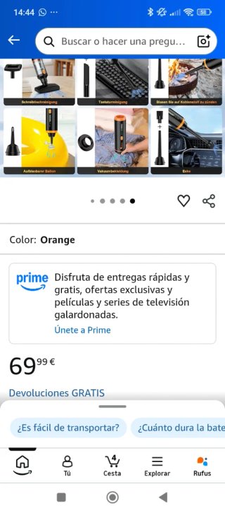 Aspiradora de mano RABIGALA 30.000 PA