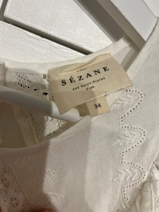 Vestido blanco algodón y lino Sezane Talla 34