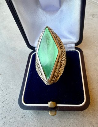 Anello Yemenita Argento 925 Pietra Verde