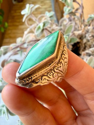 Anello Yemenita Argento 925 Pietra Verde