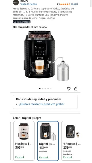 Cafetera Krups Essential Negra