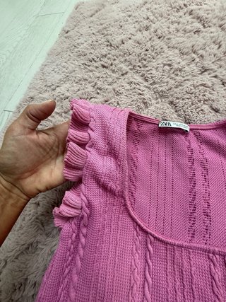 Top Zara donna rosa con rouches