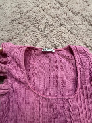 Top Zara donna rosa con rouches