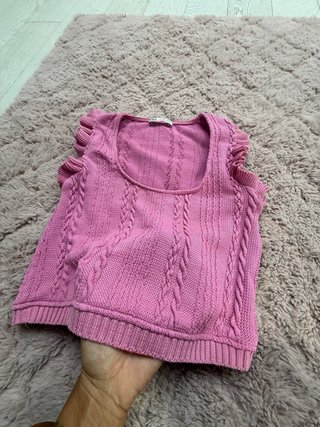 Top Zara donna rosa con rouches