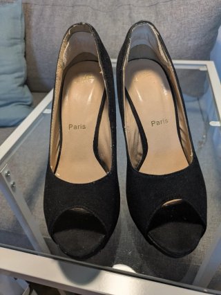 Tacones Christian Louboutin Ante Negro Talla 37