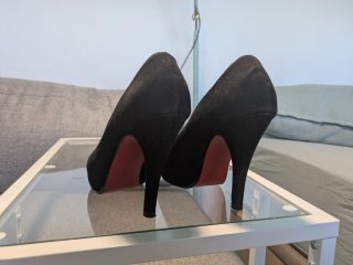 Tacones Christian Louboutin Ante Negro Talla 37