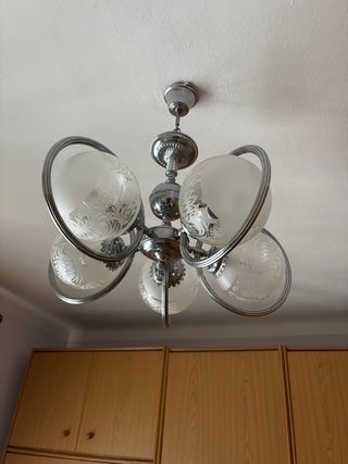 Lámpara colgante de cristal y metal