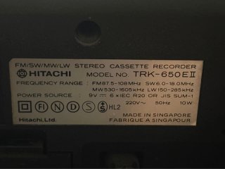 Radio Cassette Hitachi TRK-650 EII Vintage