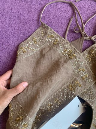 Conjunto Top y Pantalón Beige Total look Zara