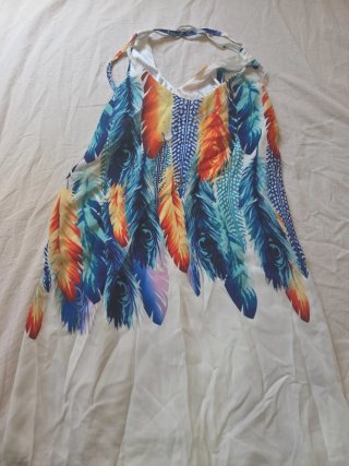 Vestido playero boho plumas