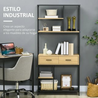 Estantería Industrial 5 Niveles Madera y Metal