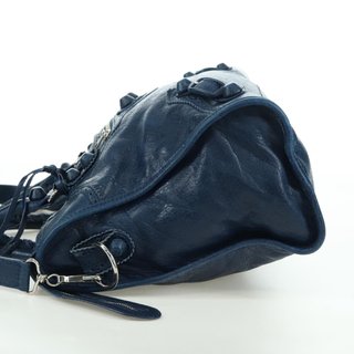 BALENCIAGA Giant City Hand Bag Leather 2way Blue