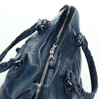 BALENCIAGA Giant City Hand Bag Leather 2way Blue