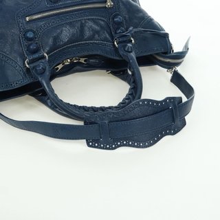BALENCIAGA Giant City Hand Bag Leather 2way Blue
