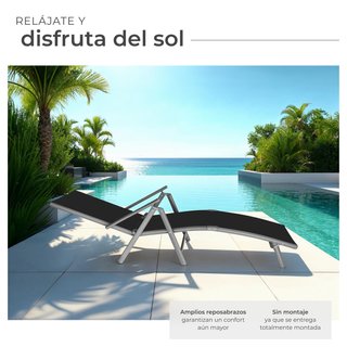 Tumbonas, aluminio, ajustable en 7 niveles, transpirable, gris oscuro