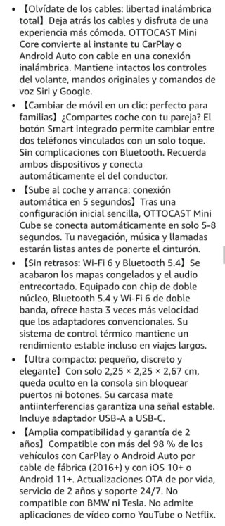 Ottocast Mini Core 2 en 1 Adaptador Inalámbrico