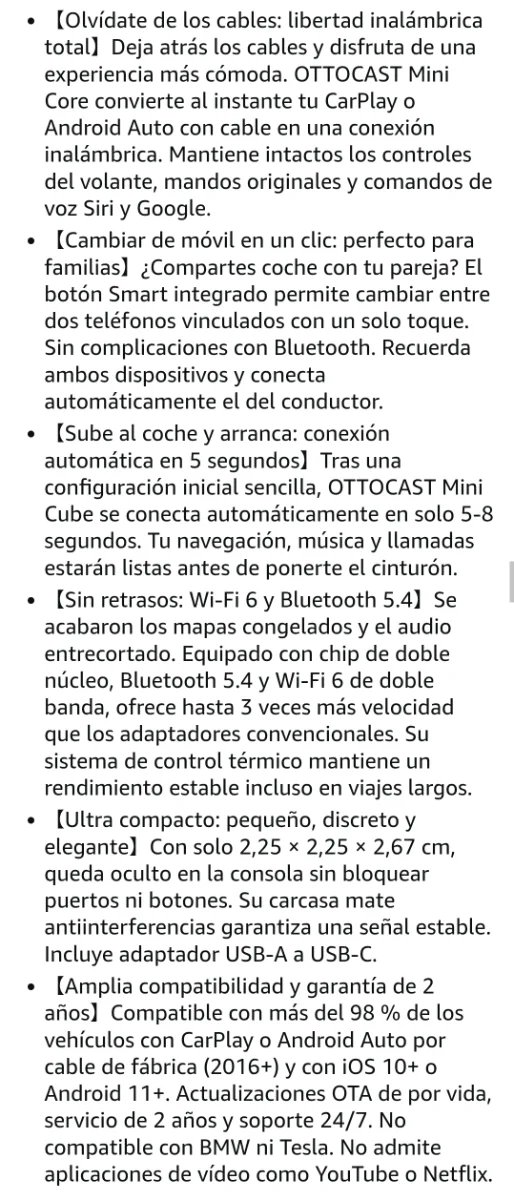Ottocast Mini Core 2 en 1 Adaptador Inalámbrico