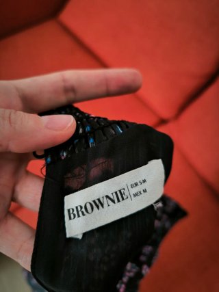 Vestido Brownie Negro Estampado Flores
