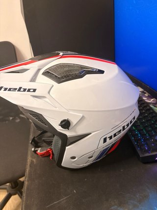 Casco de moto Hebo blanco y azul