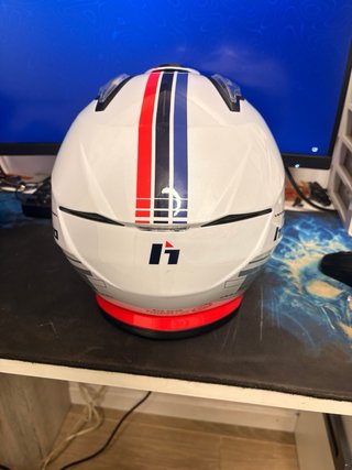 Casco de moto Hebo blanco y azul