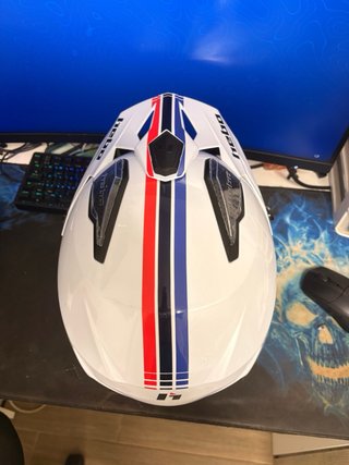 Casco de moto Hebo blanco y azul