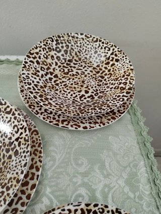 Set 5 Piatti Porcellana Fantasia Leopardata