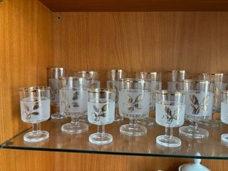 Lote 22 copas cristal vintage doradas