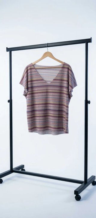 Camiseta rosa rayas manga corta