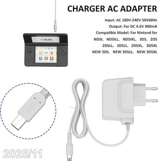MUGUST Cargador Nintendo 3DS/2DS/DSi/New XL 1,2m