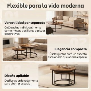 Set 2 Mesas Nido Redondas Estilo Industrial