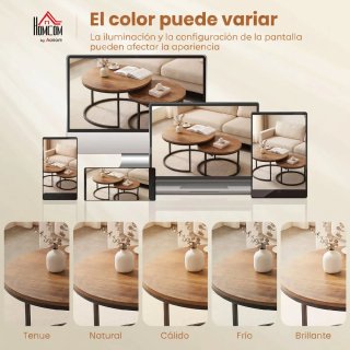 Set 2 Mesas Nido Redondas Estilo Industrial