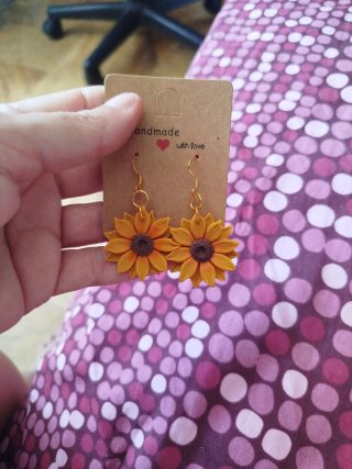 Pendientes artesanales girasol