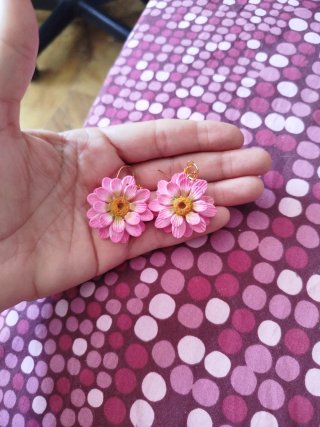 Pendientes artesanales girasol