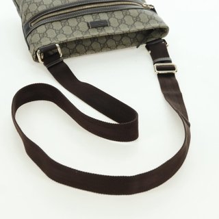 GUCCI GG Supreme Shoulder Bag PVC Beige Gold