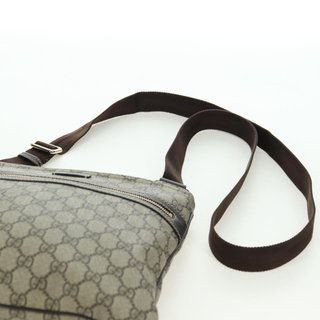 GUCCI GG Supreme Shoulder Bag PVC Beige Gold