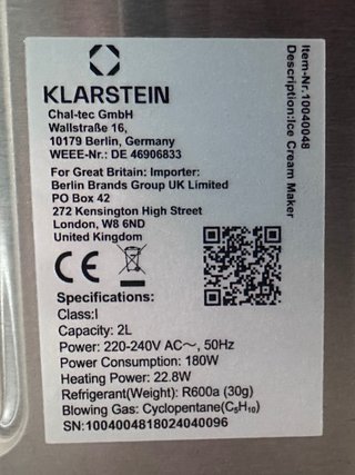 Heladera Klarstein 2L