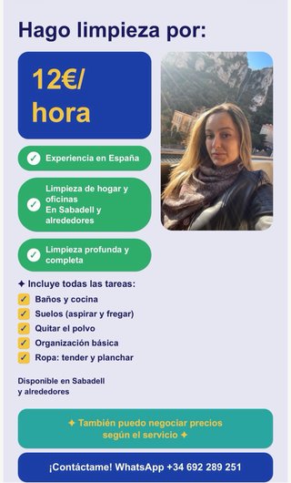 Ofrezco servicios de limpieza profesional.