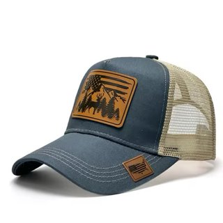 Gorra Trucker Premium Unisex Beige/Azul