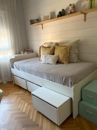 Cama de 90x200 ikea, blanca, con cajones