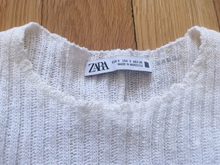 Zara Top Blanco Sin Mangas Texturizado