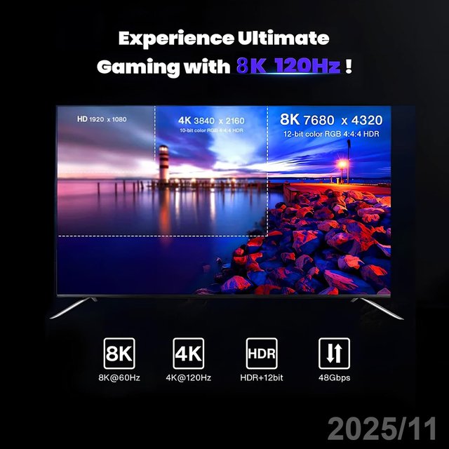 DUTTEK Divisor HDMI 8K 2 Salidas/Boton DXL-0278‎