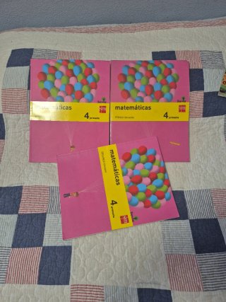 Lote 3 libros matemáticas 4 primaria