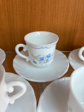 Lote 6 Tazas Pequeñas Arcopal Flores Azules