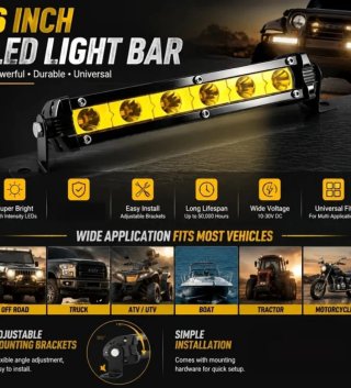 2 Barras LED Amarilla 6D Aluminio